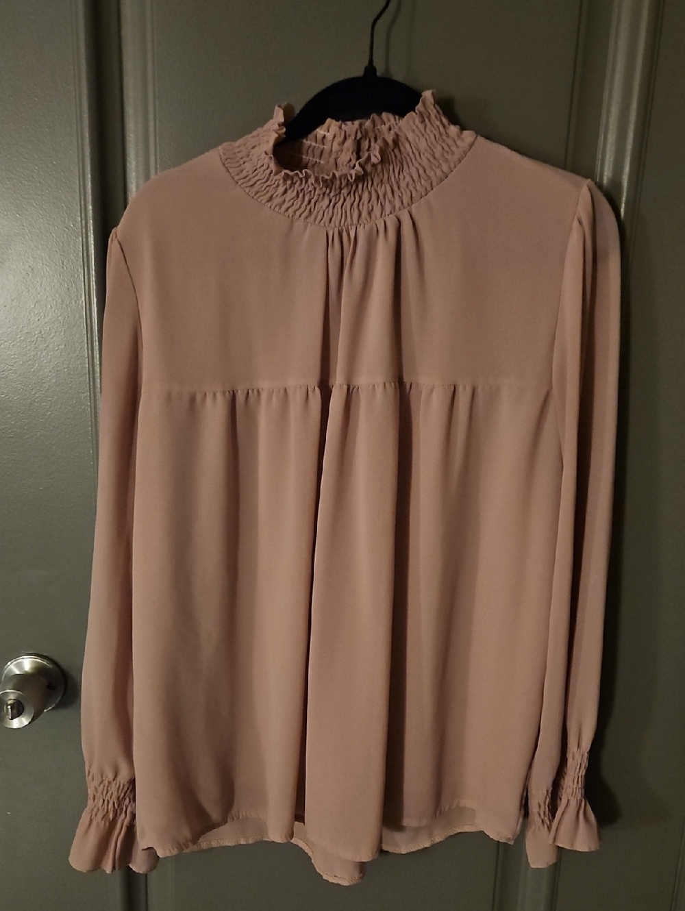 Boohoo Dusty Rose Smocked High Neck Blouse